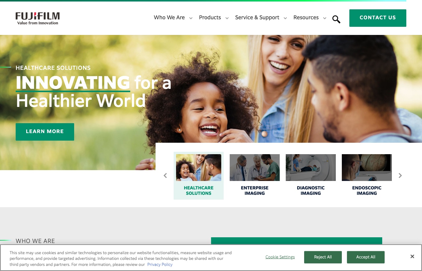 Fujifilm Healthcare website screenshot